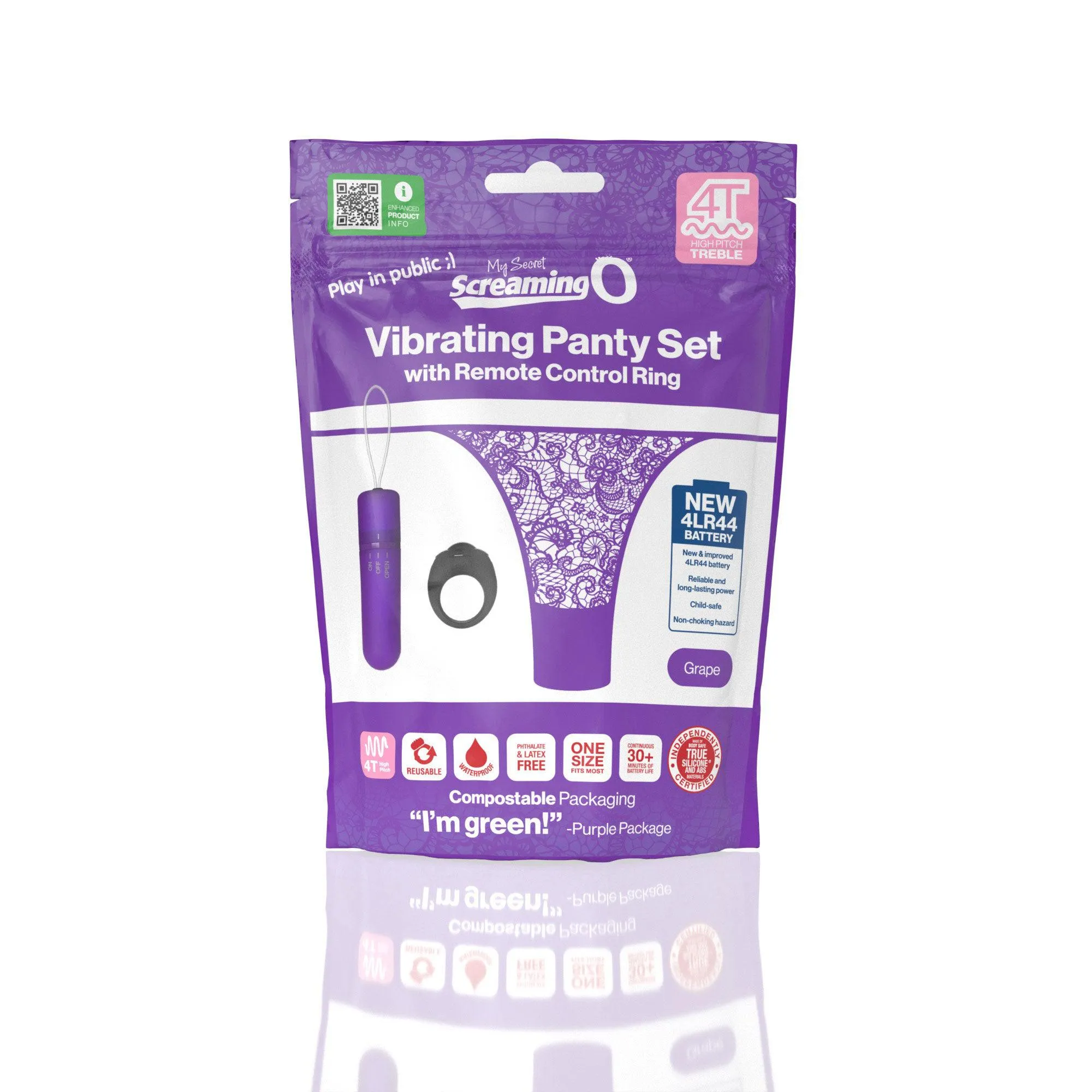 Screaming O 4T - Vibrating Panty Set With Remote Control Ring - Grape